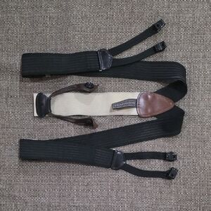 Trafalgar Black and Cream With Brown Leather Men's Suspenders